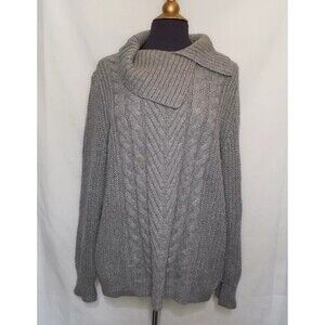 Nautica Y2k Chunky Fisherman Sweater Womens Size XL Gray Winter Fall